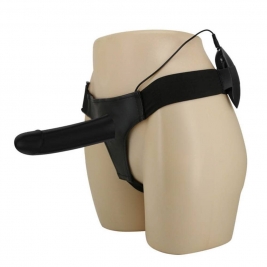 Strap on dildo cu vibratii 17 cm